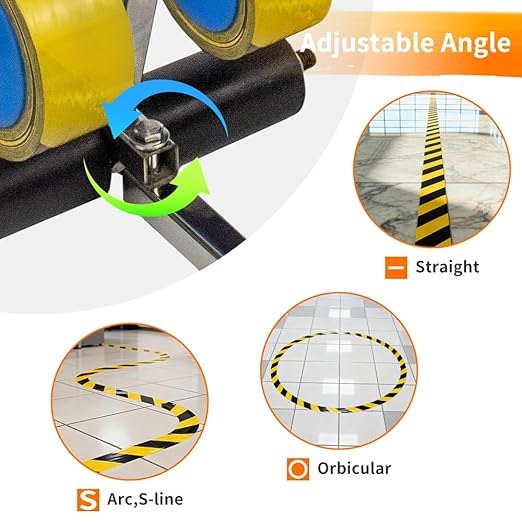 BAUSATZ Tape Marking Machine Hand-Push Tape Sticking Machine Lane Marking Applicator with Rubber Roller Manual Floor Tape Applicator,Can Draw arcs, Curves, and Straight Lines