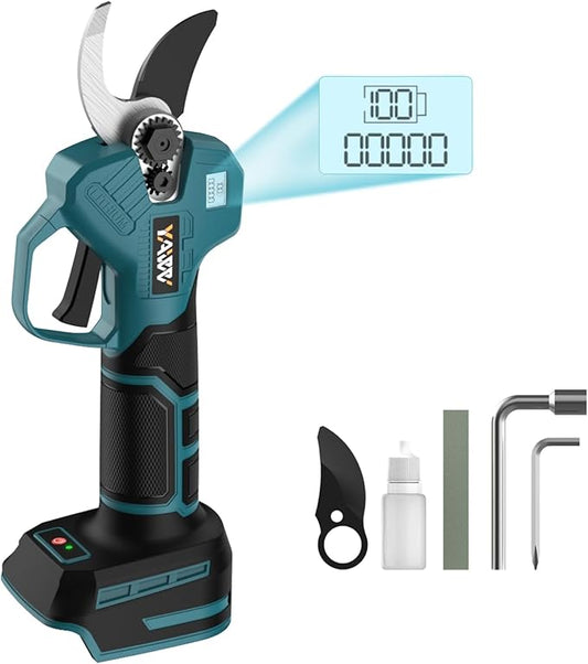 Brushless Electric Pruning Shears for Makita 18V Battery, Portable Cordless Pruning Shears with LCD Display竊냆K5 Blades, Adjustable Cutting Diameter 0.8-1.2 Inch for Gardening Tree Pruning(NO Battery)