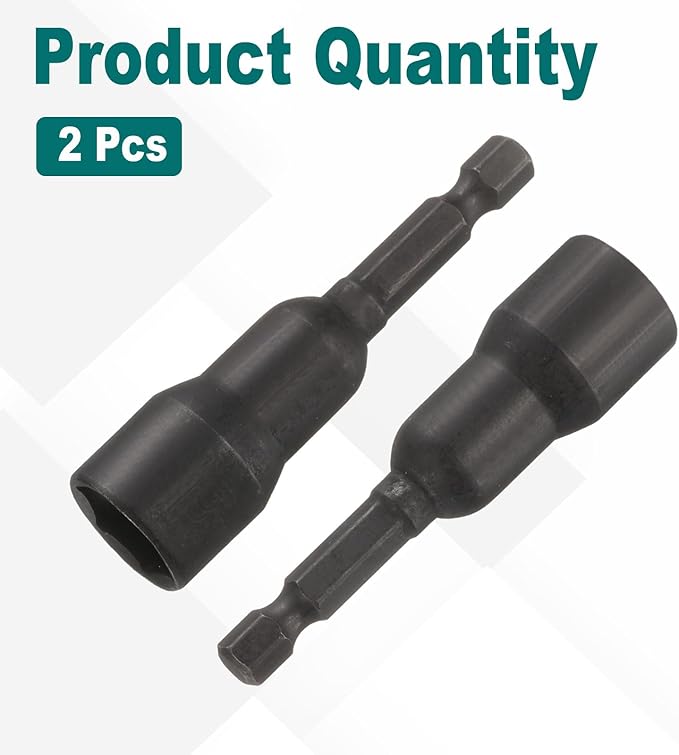 uxcell 2Pcs 1/4" Hex Shank 13mm Magnetic Hex Socket 65mm Length, CR-V Steel Quick-Release Impact Driver Socket Wrench Screw for Impact Drill Power Nut Setter