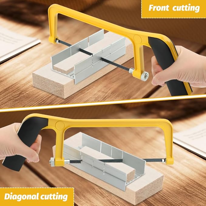 6inch Mini Hacksaw and Miter Block Set,Adjustable Miter Box and Saw Set,Metal Mitre Block Set,Professional Cutting,Hacksaw,Coping Saw for Woodworking,Hacksaw for Metal Cutting(0.24x3.74x5.91inch)