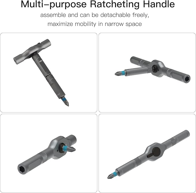 ATuMan 24 in 1 Ratchet Screwdriver Set with Detachable Handle, S2 Alloy Steel Precision Bits, Magnetic Ratcheting Screwdriver with Case for Bicycle, Computer, Electronics Repair, Ideal for Home, DIY