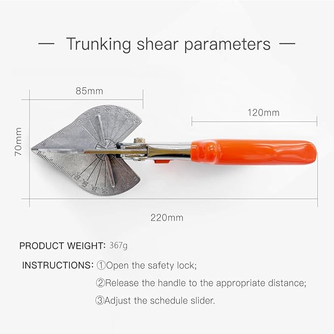 Multi Angle Miter Shear Cutter Hand Tools,45-135 Degree Adjustable Angle Scissors Trim Shears Tools for Vinyl Wood Molding Trim (Orange With 2 Extra Blades)