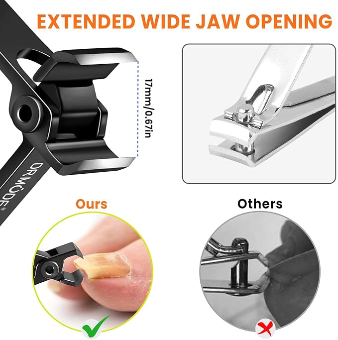 Straight Nail Clippers for Thick Nails, Heavy Duty Large Toenail Clippers for Seniors with 17mm Wide Jaw Opening, Ultra Sharp Stainless Steel Toe Nail Clippers Cutter for Men with File