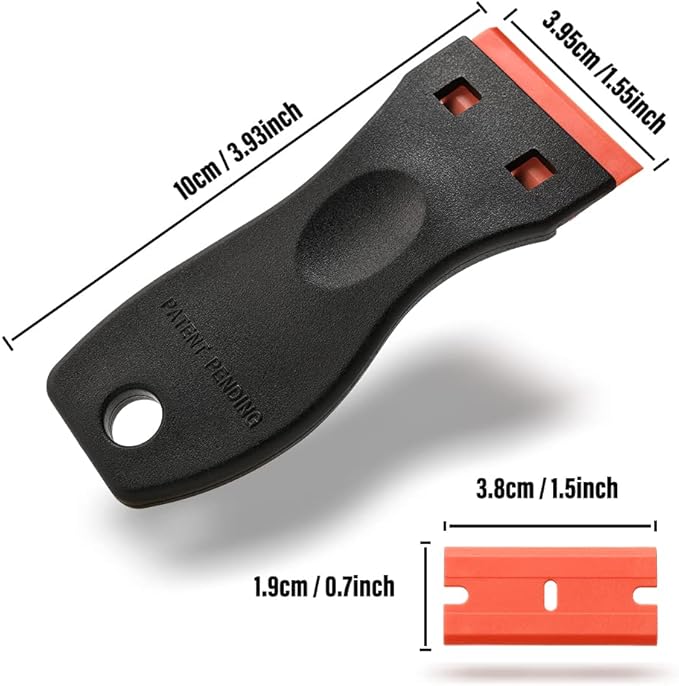 Sticker Scraper Tool Set include 120 Pcs 1.5 Inch Plastic Scraper Blades + 2 Pcs Plastic Razor Blade Scraper for Auto Vinyl Wrap Window Tint Glass Cleaning Adhesive Glue Paint Remove Plastic Scraper