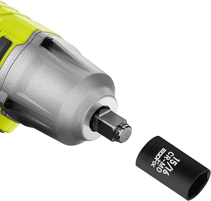 1/2" Drive Deep Impact Socket, 15/16 Inch SAE Socket, CR-MO 6 Point for Easy Removal of Axle Nut