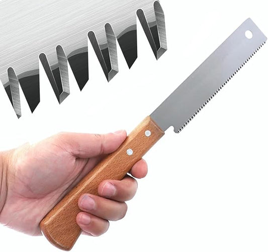 Japanese Woodworking Hand Saw, 12 Inch Wooden Handle Flexible Blade Small Pull Saw Fine-toothed Precision Cut Saw Straight Handle Pruning Flush Cut Saw