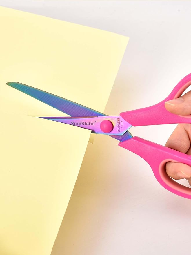 8.5" Multipurpose Office Scissors Heavy Duty, Titanium Coating Sharp Blades, Ergonomic Semi-Soft Rubber Grip, Scissors All Purpose for Sewing, School, Fabric, Art Craft Supplies, 3-Pack
