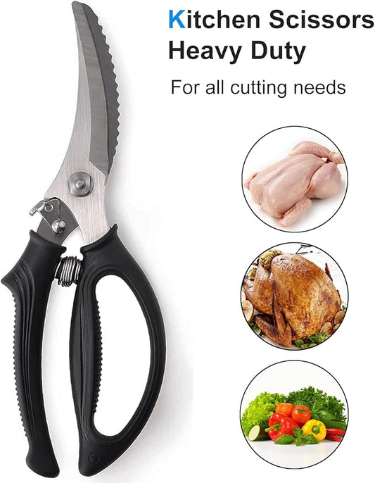 Kitchen Shears, [Easier Spatchcock] Heavy Duty Kitchen Scissors, All Purpose for Food Turkey Fish Meat Chicken Bone Cutting, Ultra Sharp Poultry Shears for Cooking, Barbecue, Dishwasher Safe