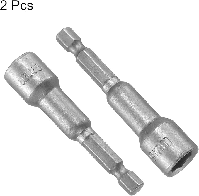 uxcell 9mm Magnetic Hex Socket 65mm/2.56", 1/4" Hex Shank Magnetic Power Nut Driver Set CR-V Quick-Release Extensions for Impact Drill Nut Setters Socket Wrench Screw, 2 Pcs
