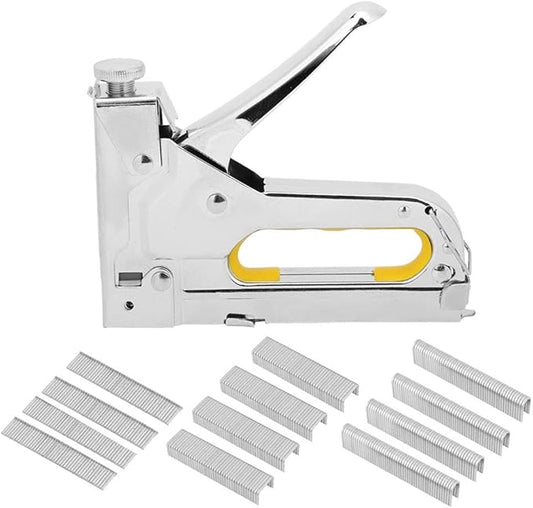 Framing Stapler, Staple Tacker, Hand Operated Nailing Tool for Carton Making, Packaging, Furniture, 3 Use Silver
