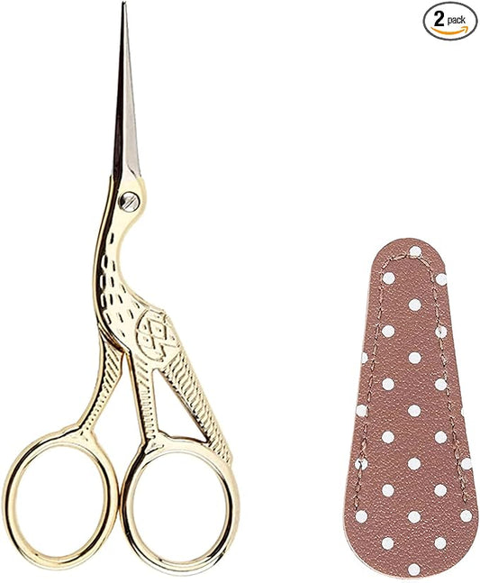 BIHRTC 4.5Inch Embroidery Scissors Sharp Tip Stainless Steel Little Scissors for Knitting Cross Stitch Cutting Embroidery Sewing Handcraft Craft Art Work DIY Tool Gold