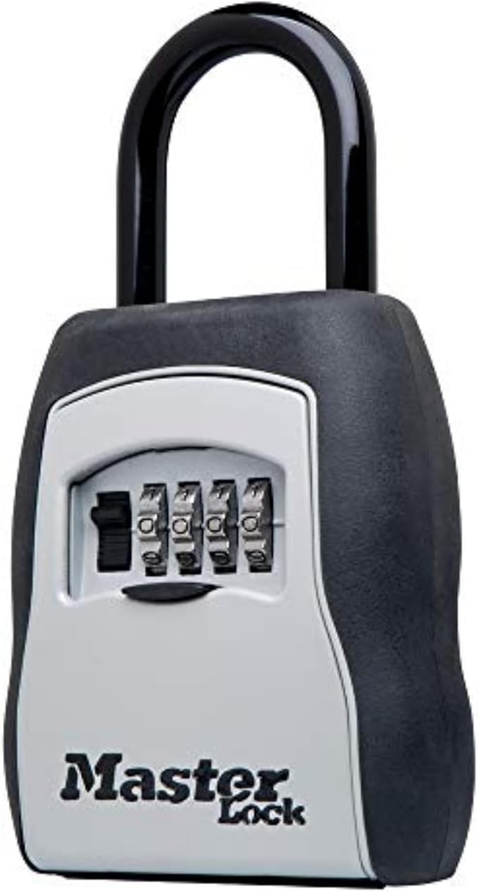 Master Lock Key Lock Box, Outdoor Lock Box for House Keys, Portable Combination Lockbox Resettable Code, 5400EC, Black