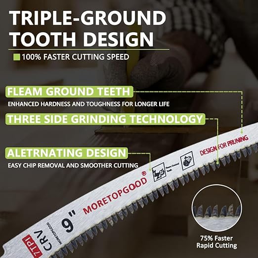 9” Arc Edge Reciprocating Saw Blade, 7TPI Japanese Teeth with Curved Edge Wood Pruning Saw Blades for Tree Trimming, Wood Cutting (3 Pack)