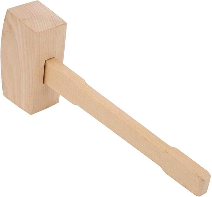 13.8" Beech Wood Mallet, Manual Ice Hammer, Solid Carpenter Woodworking Carving Mallet, Woodworking Hand Tool