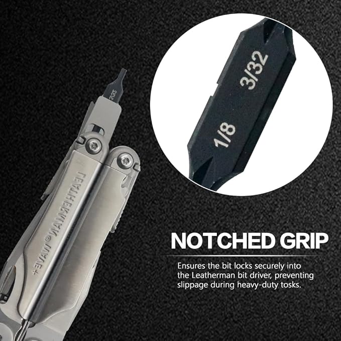 Security Bit Kit Set with Clutch Screwdrivers #1/8?쓆nd 3/32" Bit for Leatherman, Replacement Double-Ended Flat Screwdriver Bits for Leatherman Multi-Tool Accessories,S2 Steel (2Pack)