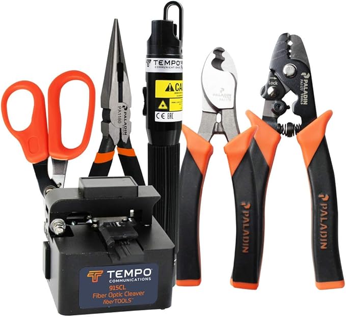 FTK-T Fiber Tool Kit by Paladin Tools - Professional Grade Fiber Optic Tools - Cut, Strip, Terminate Fiber Optic Cables
