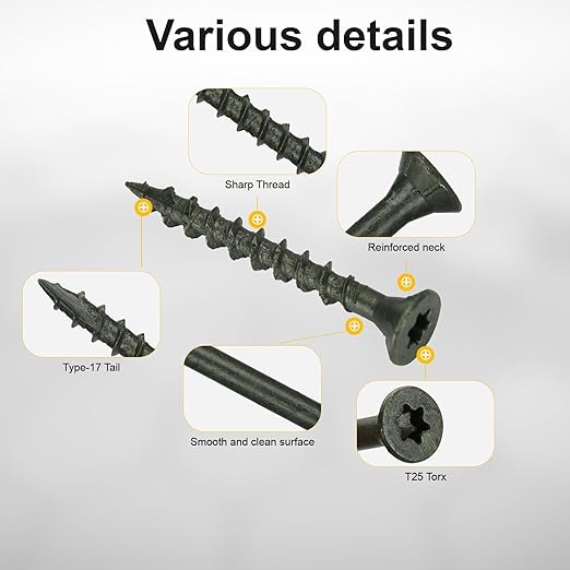 Deck Screws #8 x 1-1/2?쇺? T25 Star Torx Drive Flat Head Wood Screws, Green, 5lb