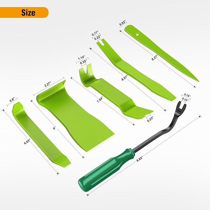 GOOACC 6PCS Auto Trim Removal Tool Kit No-Scratch Tool Kit for Car Audio Dash Window Molding Fastener Remover Tool Kit-Green