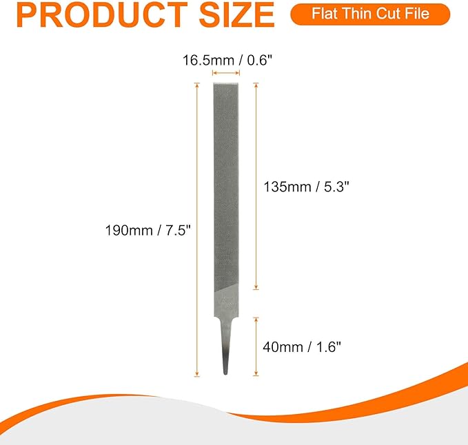 HARFINGTON 2pcs Flat Thin Cut File 6" Double Cut Teeth High Carbon Steel Hand Rasp File without Handle for Metal Wood Deburring Removing