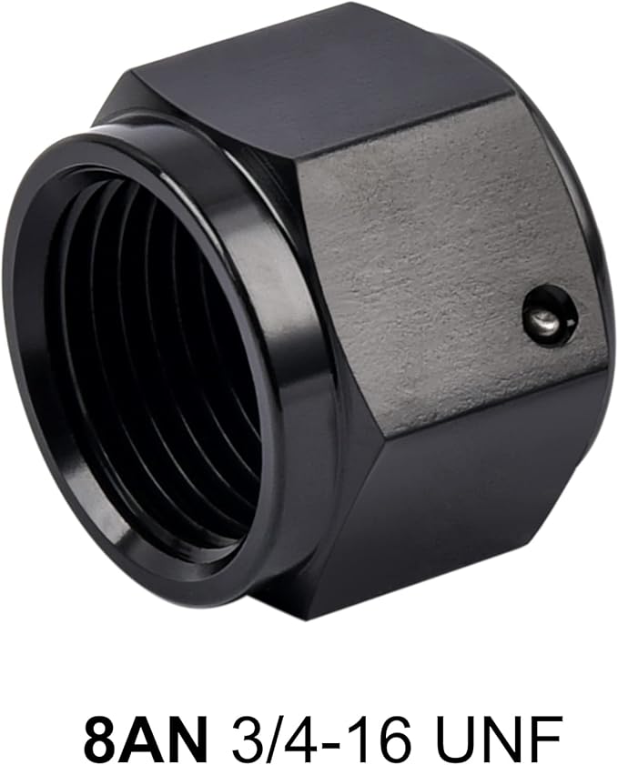 EVIL ENERGY 8AN Flare Cap Block off Fitting Plug Black 2PCS