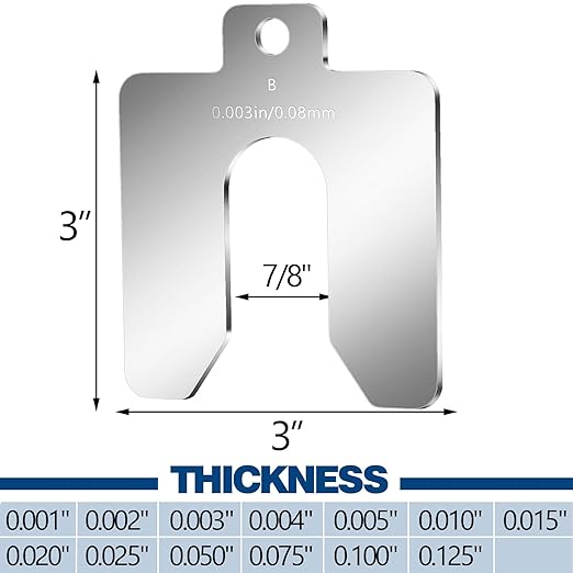 Shimeyao 260 Pcs Size B 3" x 3" Stainless Steel Slotted Shims Kit Metal Shims Stock for Leveling Assortment with Storage Box for Machinist Motor Door Shop Kit Replacement Pack