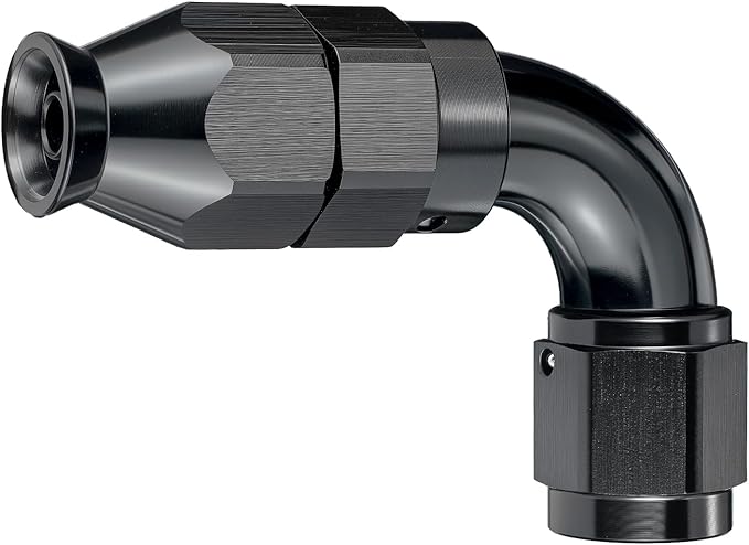 EVIL ENERGY 6AN 45 Degree PTFE One Piece Full Flow End Hose Fitting Aluminum Black 2PCS