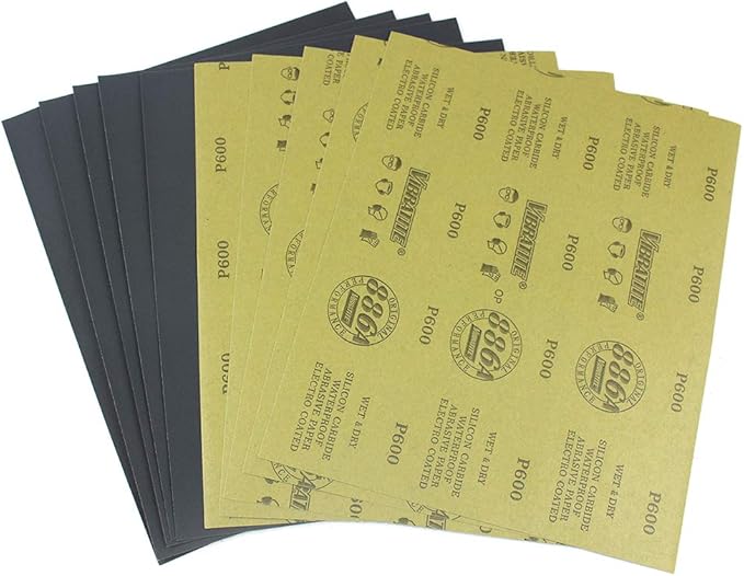 MAXAMN 600 Grit Sandpaper, Wet Dry Sandpaper Sheets 9 x 11 Inches, Silicon Carbide Abrasive Sand Paper for Wood Furniture Finishing, Metal Sanding, Automotive Polishing, DIY Projects, 10 Sheets
