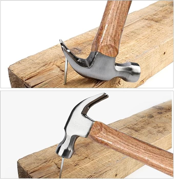 UToolmart 8.8 Ounce Claw Hammer - Forged Carbon Steel Head - Etched Solid Oak Handle for more durability