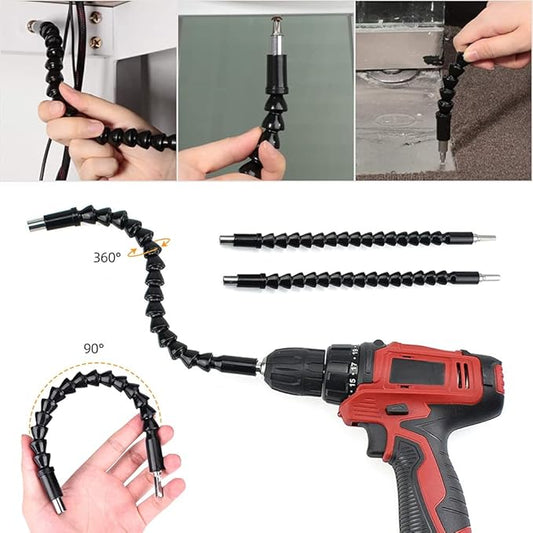 11.7in Flexible Screwdriver Bit Extension Kit - 10pc Set with 90째 Angled Bits and Soft Shaft Adaptors