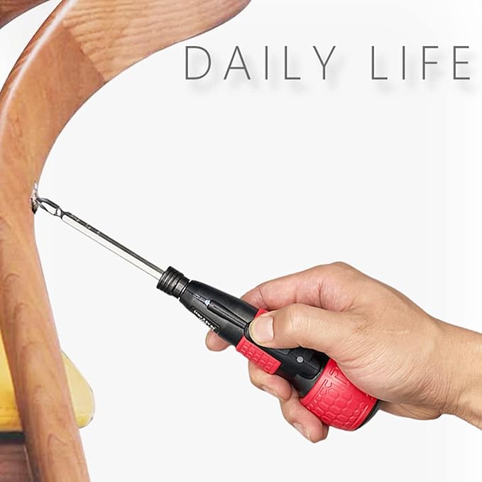 3.6V Cordless Electric Screwdriver Rechargeable portable Mini Rotary Home Gadget竊똀utomatic Manual all in one with LED Light and USB-C Charging Cable RED