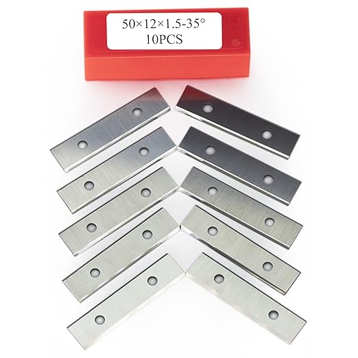 50mm Square Carbide Inserts Replacements Cutters Knives Blades 50횞12횞1.5mm-35째 for Flush Trim Router Bit Scraper Tool Rebate Block Woodworking Spiral/Helical Planer Cutter Head 10pcs