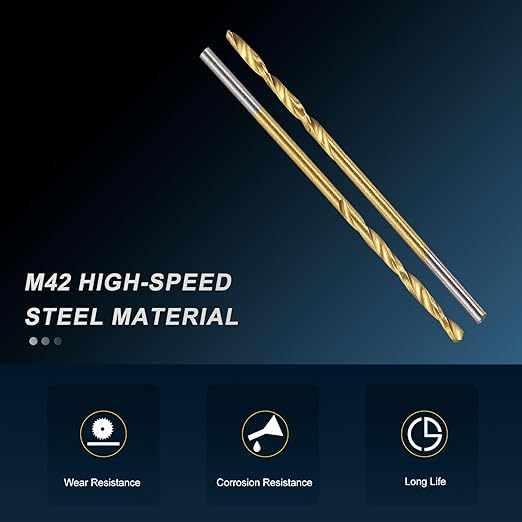 PATIKIL 1mm Drill Bit, M42 8% Cobalt High-Speed Steel Jobber Straight Shank 135° Titanium Nitride (TiN) Coated for Hard Metal Stainless Steel - 4 Pack