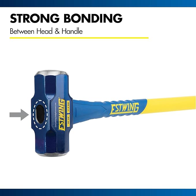 Estwing 16-Pound Hard Face Sledge Hammer for Demolition/Stake Driving, 50-55 HRC, 36-Inch Fiberglass Handle, Overstrike Protection, Textured Grip