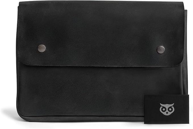 Hide & Drink, Vintage Folder Document Holder, File Case, A5 Binder, Envelope Portfolio, Full Grain Leather, Handmade, Charcoal Black