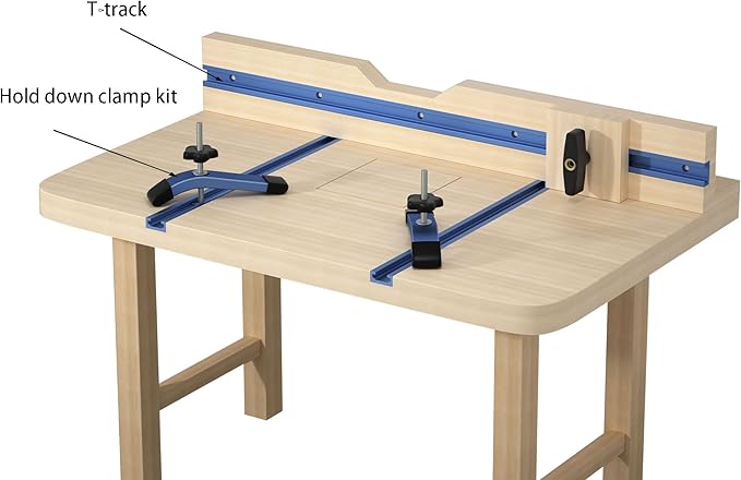 2pack 24" T-Track with 2 Hold-Down Clamps & Intersetion for Woodworking with Screws, Aluminum Alloy Woodworking Tools Double Cut Profile Universal T-Tracks with Predrilled Mounting Holes
