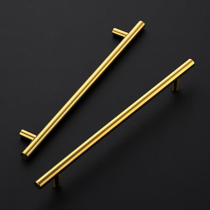 JOY DECOR 45 Pack 11-3/10 Inch Cabinet Pulls Kitchen Cabinet Handles with 8-3/4 Inch Hole Center Brushed Brass Cabinet Hardware Stainless Steel Kitchen Drawer Pulls 224mm Hole Centers