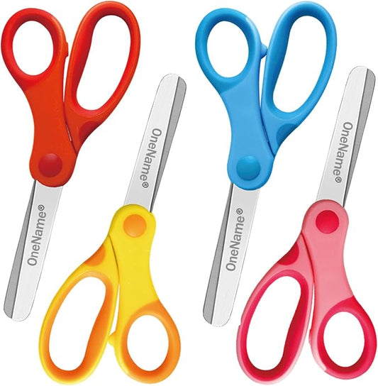 Kids Scissors,Safety Scissors for Kids,Soft Comfort-Grip Handles Blunt-Tip School Student Scissor,Great for DIY Arts Home Classroom,Childrens Scissor age 5-8 6-8,4 Pack