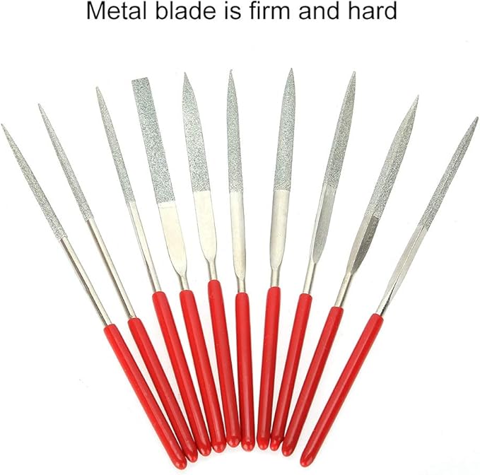 10Pcs Wood RASP with Premium Grade Steel Hand File, Round Hand RASP, Half Round Flat & Needle Files, Filing Tool Woodworking DIY Mini Handcraft Wood Rasp Files Needle Set for Sharping Wood