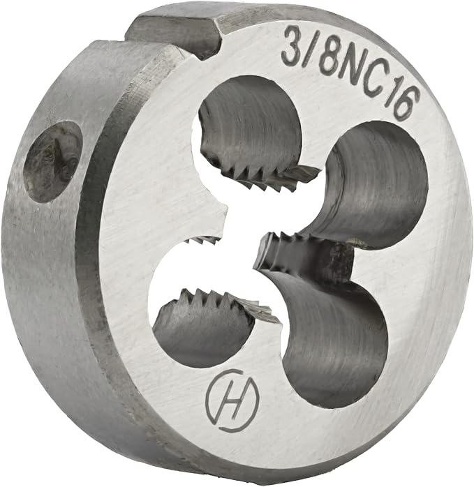 Aceteel 3/8"-16 UNC HSS Tap And Die Set, 3/8 x 16 UNC Machine Thread Tap And UNC Round Thread Die Right Hand