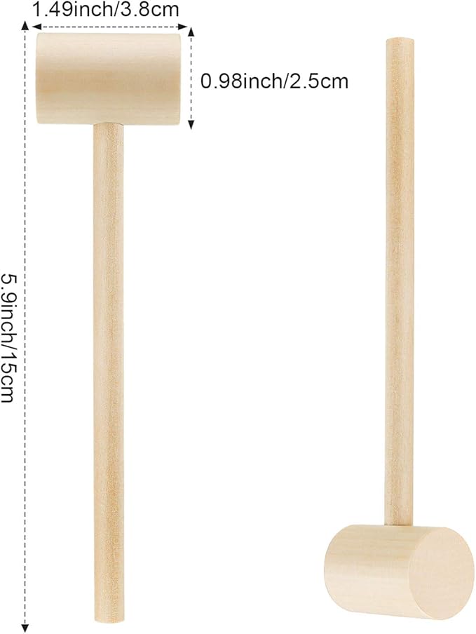 18 Pieces Mini Wooden Crab Lobster Mallets Seafood Shellfish Crab Hammer Solid Hardwood Hammer for Breakable Chocolate Heart, Cracking Seafood Tool and Craft