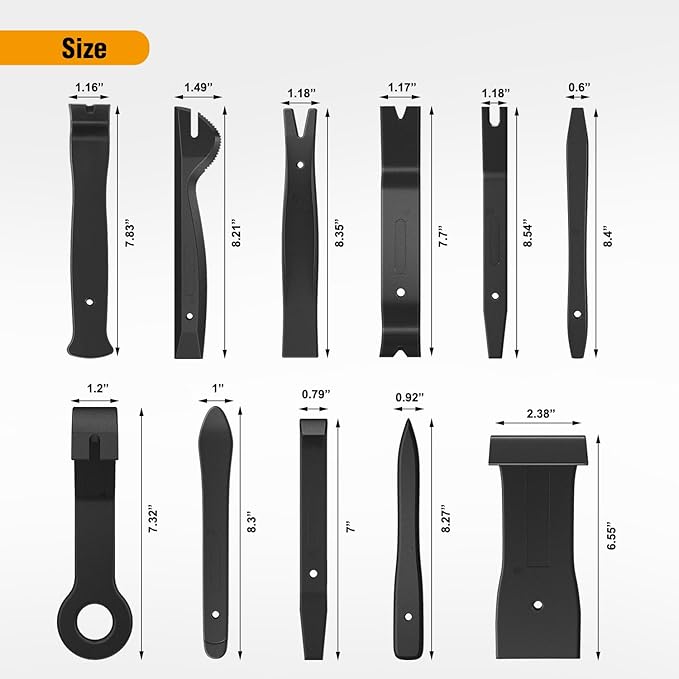 GOOACC 11PCS Auto Trim Removal Tool Kit No-Scratch Pry Tool Kit for Car Audio Dash Door Panel Window Molding Fastener Remover Tool Kit-Black