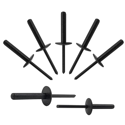 ALLCLEAN 80pcs All Black Large Flange Rivets,3/16 * 1" Open End Aluminum Blind Rivets,4.8 * 2 5Pop Blind Rivet