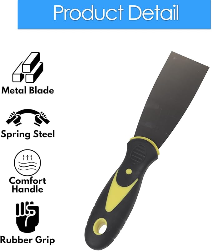 1.5-inch Putty Knife Set, 4-Pack Stainless Steel Putty Scraper with Soft-Grip Drywall Joint Knife Handle, Flexible & Stiff Blade Spackle Tool for Patching, Scraping Paint