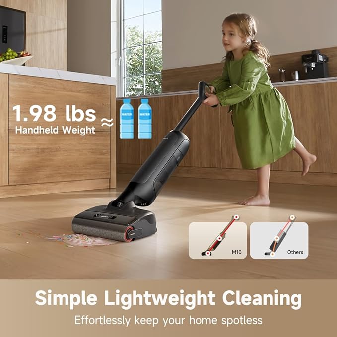 MOVA M10 Cordless Wet Dry Vacuum Cleaner 180째 Lie-Flat Smart Vacuum Mop All in One for Hard Floor, 167째F Flashdry Self-Cleaning, Zero inch Dual-Edge Cleaning, 18000Pa Suction, Zero-Tangle for Pet Hair