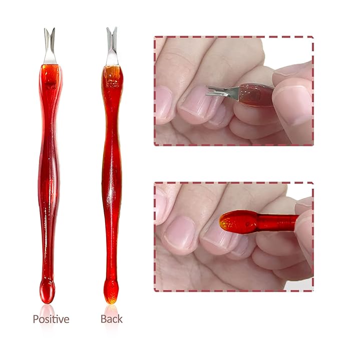 Cuticle knife Trimmer, 24 Pack Cuticle ForkTrimmer Nail Cuticle Remover Trimmer Pusher Dead Skin with Double Head V-Shaped Fork Manicure Pedicure Cleaner Care Tools for Home and Nail Shop (R)