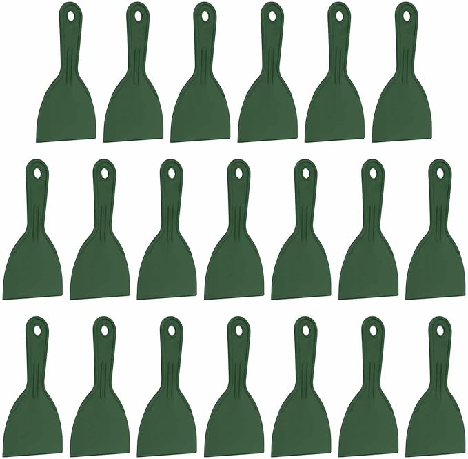 HARFINGTON 20pcs Putty Knife Scraper 4" Width Flexible Plastic Putty Knife Paint Scraper Tool for Taping Drywall Spreading Painting Wall Scratching Dark Green