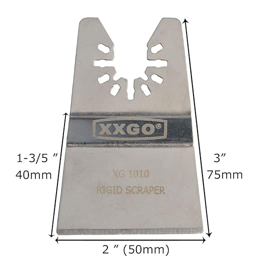 XXGO 2 Pcs Universal 2??Rigid Oscillating Tool Scraper Blades Compatible with Bosch Chicago Craftsman Dewalt Dremel Fein Harbor Freight Makita Milwaukee Porter Cable Ridgid Ryobi Rockwell XG1002