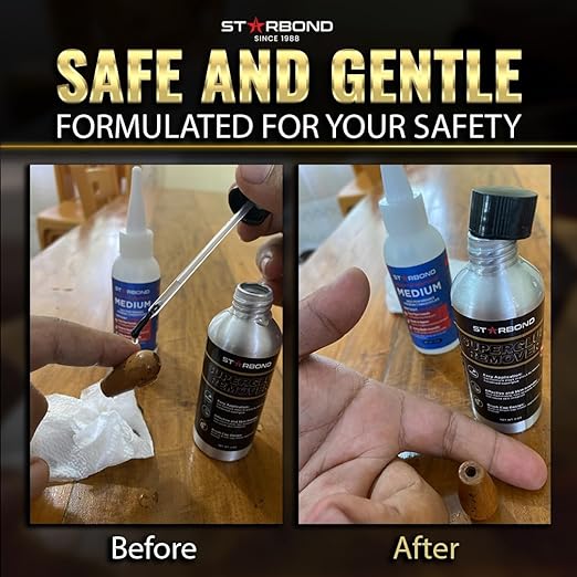 Starbond 2 oz. Super Glue Remover ??Dissolves Adhesive ??CA Glue Debonder with Easy Brush Cap Applicator