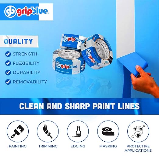 Blue Painters Tape 2 Inch Wide, Bulk - 24 Rolls Masking Tape, ?쏱rofessional-Grade??- Yields Exact Lines on Walls & Trim, Multi-Surface, Residue-Free, Easy Removal ?밒ndoor & Outdoor Use, 1.88in x 60yds