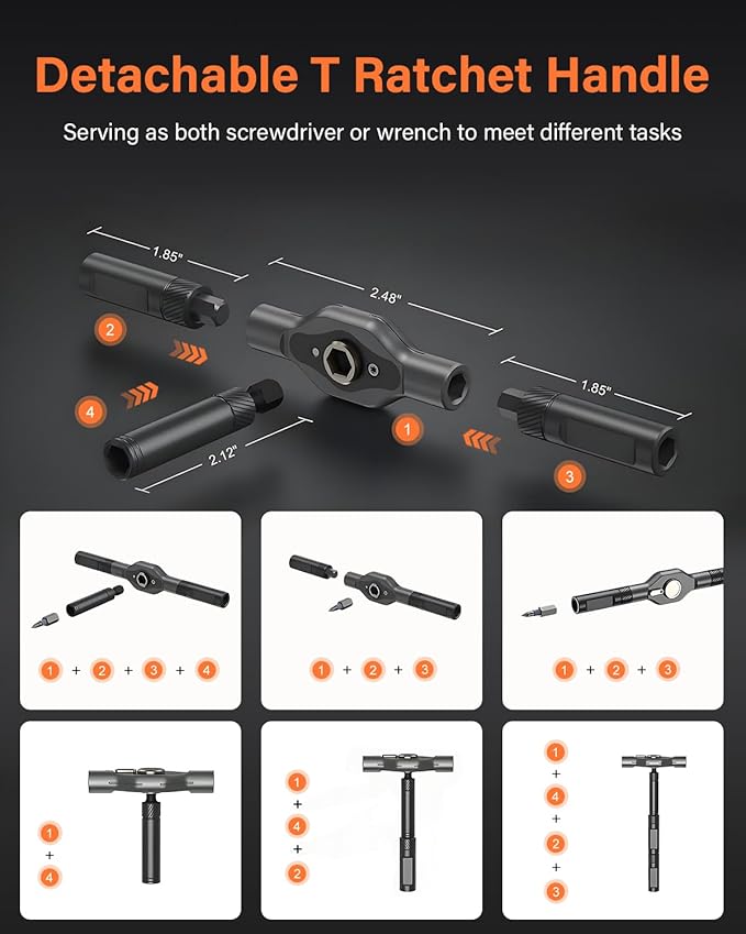 42 in 1 Ratchet Screwdriver Set, Magnetic Screwdriver Set, DIY Multi Bit Magnetic Drive Set with Detachable Ratchet Handle, Portable Compact Repair Tool Kit for Furniture Computer Bicycle